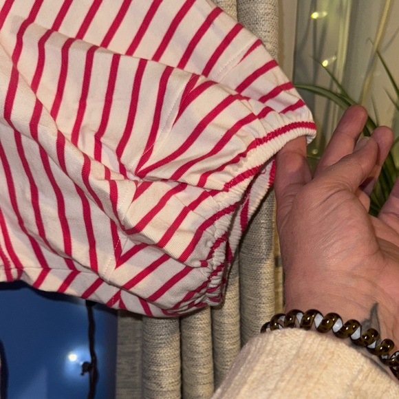 💓🤍🎈💭Chic Striped Blouse with Puff Sleeves - Picture 6 of 12